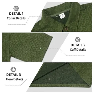 Olive green men's textured polo shirt set with heavy jacquard diamond knit fabric