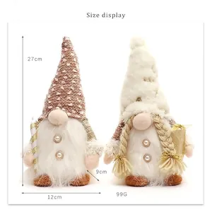 Christmas sequin gnome plush with LED light and size dimensions measuring 27cm height