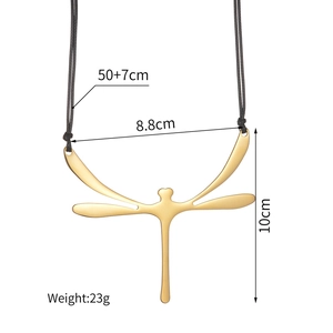 Goldener Libellen-Anhänger an schwarzer Kordelkette für Damen minimalistischer Schmuck