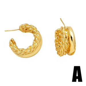 Elegantes pendientes de aro en forma de C con acabado dorado retorcido para mujer