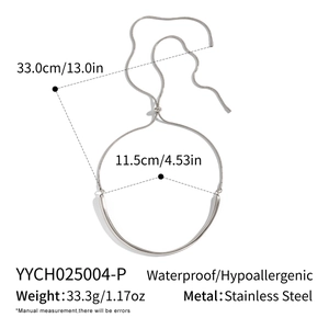 Spécifications du collier en acier inoxydable argenté incluant les dimensions et le poids