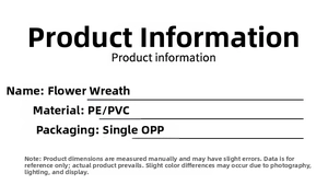 Detailed material specification for artificial Christmas wreath showing PE and PVC composition