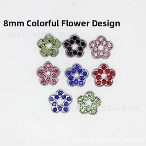 Detailed view of 8mm colorful flower-shaped rhinestones for DIY jewelry making and charms