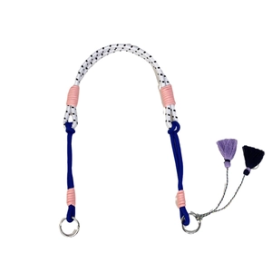 Adjustable nylon woven strap for shopping bags with tassels and silver metal rings