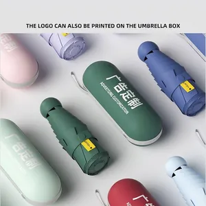 Mini five-fold capsule umbrella with UPF50+ protection and matching portable carrying cases