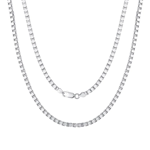 Classic 925 sterling silver 3mm box chain necklace with Italy hallmark and silver finish
