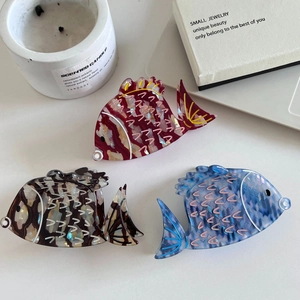 Ozean-Serie Fischform Acetat Haarklammer Handgefertigte Perlmutt-Textur Haarklammer Für Damen Haarstyling Schmuck