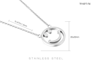 Tableau détaillé des tailles du collier en acier inoxydable avec pendentif sourire 20mm