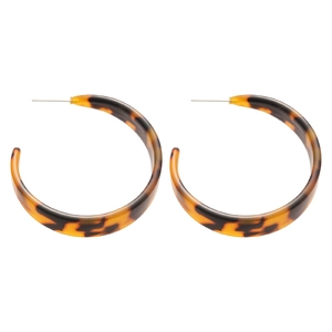 Boucles d'oreilles créoles C en acétate léopard avec texture tortue marron vintage