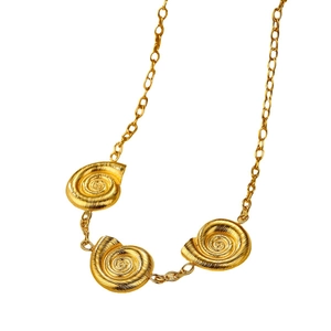 Modern 18k gold plated stainless steel snail spiral pendant necklace for women