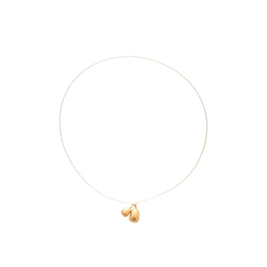 Minimalist 18k gold plated necklace with two polished teardrop pendants on fine chain