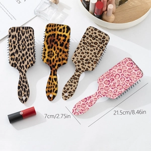 Leopard print cushion hair brushes for scalp massage, anti-static hair care set