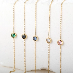 Bracciale in acciaio inossidabile placcato oro 18K con zirconi colorati in cinque tonalità