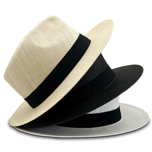Panama Strohhut Fedora Papier Geflochten Sonnenschutz Sommer Strand Atmungsaktiv Sonnenhut Band Dekor Damen Herren