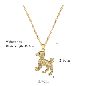 Detailed view of dog pendant dimensions and weight for gold titanium necklace