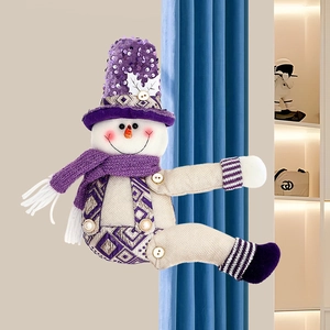 Christmas snowman curtain buckle with purple sequins for festive home window decoration