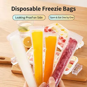 Disposable food-grade popsicle bags with leak-proof seal and colorful juice contents