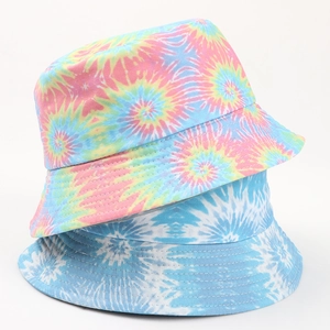 Bob En Coton Tie-Dye Protection Solaire Extérieur Respirant Sommet Plat Bord Court Été Décontracté Pour Hommes Femmes