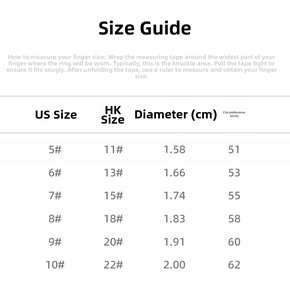 S925 sterling silver ring size guide and detailed measurement conversion chart