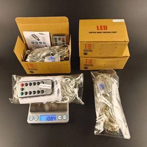 Rideau lumineux LED 3x3M blanc chaud avec télécommande USB et emballage d'origine