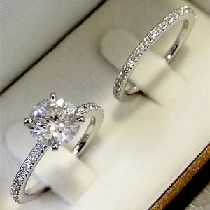 Elegant Copper Zircon Engagement Wedding Rings For Women Round Brilliant Cut White Gold Plated Stackable Bridal Jewelry