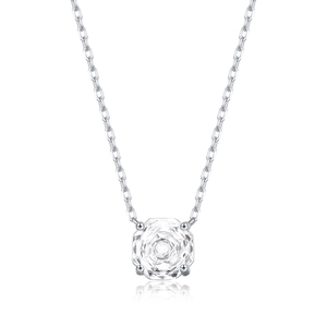 Octagon rose cut diamond sterling silver necklace with sparkling pendant and box chain