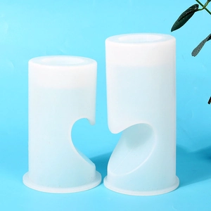 Detail of heart-shaped cylindrical silicone molds for DIY candle making and resin crafts