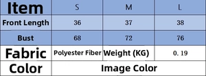 Detailed size chart for backless camisole with metal bead straps and fabric specifications