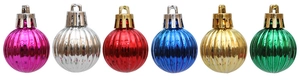 Detailed view of 3cm colorful electroplated Christmas balls with vertical stripe texture