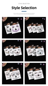 Detailed view of self-adhesive face jewel stickers for Halloween and Day of the Dead masks