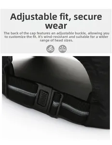 Detail of adjustable black baseball cap buckle strap for secure and comfortable outdoor fit