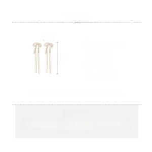 Detailed size specifications for zircon bow tassel earrings with material info
