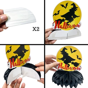 Halloween party decoration honeycomb centerpiece witch tabletop props DIY paper set