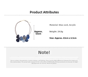 Detailed view of acrylic clover pendant with dimensions 63cm length and 24.8g weight