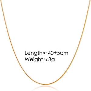 Golden stainless steel round snake chain necklace with 40+5cm length and shiny finish