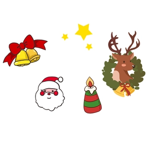 Detail showing Christmas wall stickers with bells, stars, reindeer and holiday candles