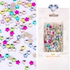 Mixed star and heart crystal rhinestones for nail art, colorful gemstones in #08 packaging