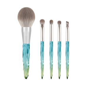 Set de 5 brochas de pelo animal con mangos degradados en azul turquesa cristal