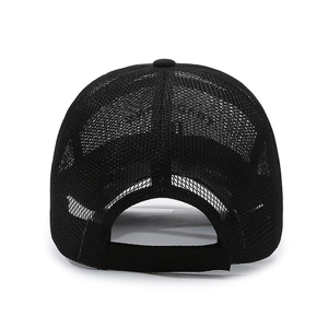 Breathable black mesh baseball cap for summer outdoor sports with adjustable back strap