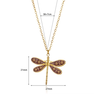Spécifications de taille pour pendentif libellule vintage aux ailes émaillées