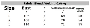 Detailed size chart for women's moto jacket with bust, sleeve and length measurements
