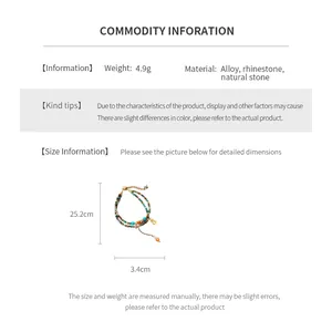 Détails des dimensions du bracelet perlé avec une longueur de 25,2 cm et une largeur de 3,4 cm