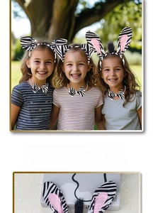 Kids zebra costume set with striped ears headband and matching bow tie for Halloween
