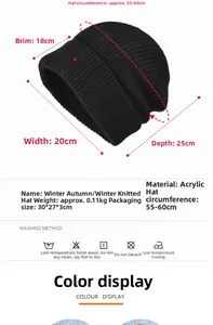 Specifiche dettagliate su dimensioni e materiali per il berretto invernale in maglia nero