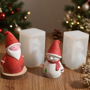 Silicone molds with Merry Christmas Santa and snowman for candle or plaster crafts