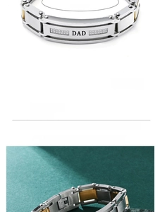 Macro view of titanium steel DAD bracelet showing 210mm length and 73g weight