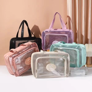 Waterproof Toiletry Bag PVC PU Leather Mesh Transparent Dry Wet Separation Travel Swimming Fitness Wash Organizer