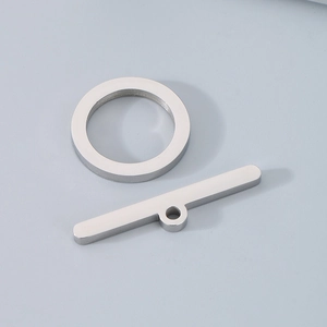 Classic silver OT toggle clasp set for DIY jewelry making with round ring and T-bar