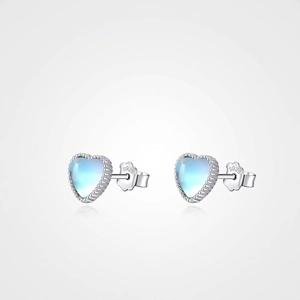 Orecchini A Lobo A Cuore Con Pietra Di Luna E Perno In Argento Sterling 925 Gioiello Elegante Minimalista Per Donna