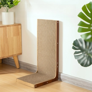 L-shaped cat scratcher detailed size chart with height of 56cm and high density wood frame
